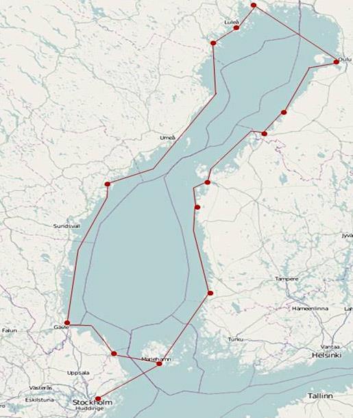 Maršruts Apraksts Šajā maršrutā populārākās jahtu ostas ir Stokholma un Nortalje (Norrtälje) Zviedrijā, Mariehamna, Turku, Helsinki un Kotka Somijā, kā arī Sanktpēterburga Krievijā un Tallina
