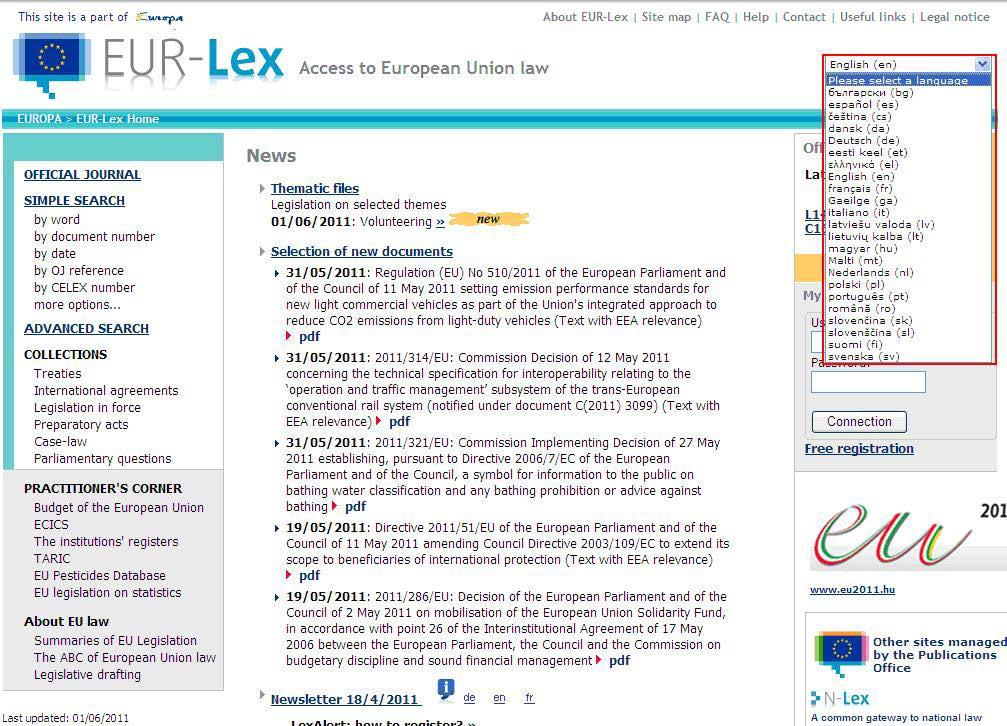 IV.5. Tiesību akti Izvēlne Tiesību akti pāradresē TRACES lietotāju uz EUR-Lex ievadlapu.