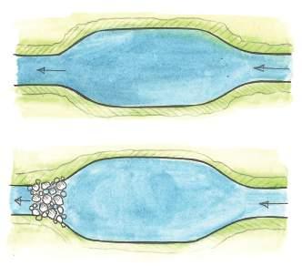 A) B) 3. attēls. Sedimentācijas baseinu shematisks attēlojums (Autors: Alise Trifane). Sedimentu baseinu ierīkošana var izpausties vairākos veidos.