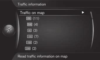 03 Satiksmes informācija 03 navigācija satiksmes informācija Navigācijas sistēma nepārtraukti saņem satiksmes paziņojumu kanāla (TMC) pārraidīto satiksmes informāciju, ko izmanto dinamiskajām ceļu