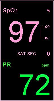 SpO2 pielāgojamie parametri Papildus monitors var attēlot SpO 2 datus tendenču formā, kad tiek attēlots laiks, datums, SpO 2, pulsa ātrums (PR), trauksmes signāli, notikumi un lietas atzīmes, kas