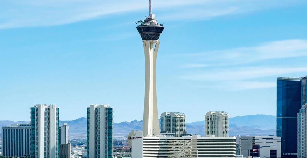 Stratosphere Las Vegas 1149 pēdas (350 m) augstais Stratosphere tornis ir augstākais brīvstāvošais skatu tornis ASV.