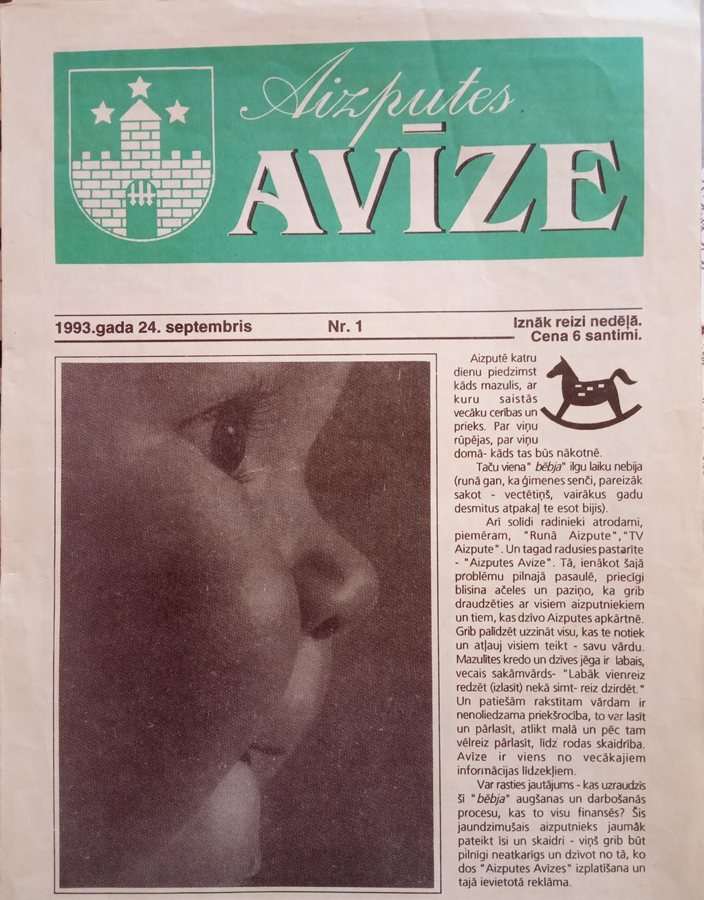 DOMES ZIŅAS Nr. 117 2020. gada 3. februāris 5. Aizputes Avīzei jauns izskats Tikko dzimušās "Aizputes Avīzes" pirmais vāks.
