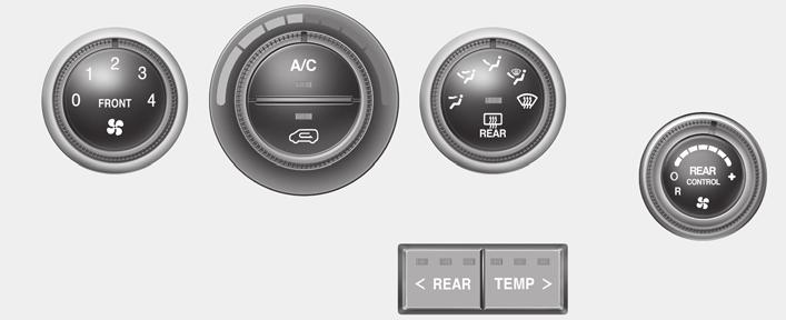 Jūsu automašīnas iezīmes Manuālā KLIMATA KONTROLES SISTĒMA (ja automašīna attiecīgi aprīkota) n Priekšējā klimata kontroles sistēma 3 1 2 4 7 8 6 n Aizmugurējā klimata kontroles sistēma (ja