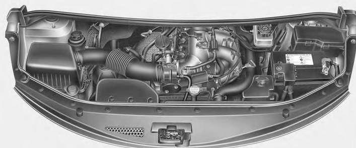 Tehniskā apkope Benzīna dzinējs 1. Stūres pastiprinātāja šķidruma tvertne 12 11 1 2 3 10 9 4 5 6 8 7 2. Automātiskās pārnesumkārbas šķidruma mērstienis (ja automašīna ir attiecīgi aprīkota) 3.