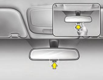 Jūsu automašīnas iezīmes SPOGUĻI d140100aun Iekšējais atpakaļskata spogulis Noregulējiet un iecentrējiet atpakaļskata spoguli, lai skatītos caur aizmugurējo logu.