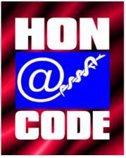 1.1. attēls. HON Code etiķete Tām tīmekļa vietnēm, kas vēlas saņemt šādu sertifikātu, jāiziet stingra izvērtēšana un jāatbilst visiem astoņiem HON izvirzītajiem kritērijiem. 1. Autorība.