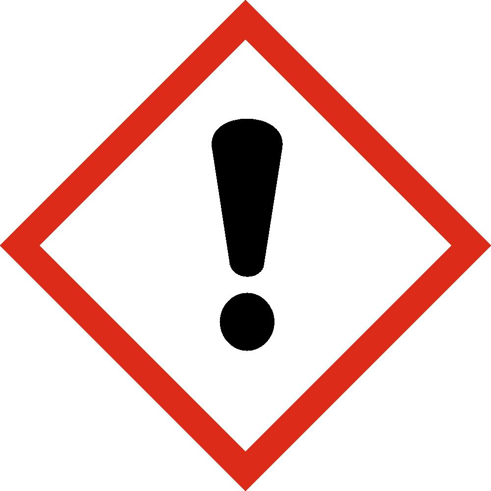 Bīstamības piktogrammas Signālvārds Bīstamības apzīmējumi H315 H317 H319 Piesardzības paziņojumi Novēršana P261 P264 P272 P280 P280 Reakcija P302 + P352 P305 + P351 + P338 P333 + P313 P337 + P313