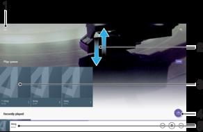 Lietotnes Mūzika sākuma ekrāns 1. Augšējā kreisajā stūrī piesitiet, lai atvērtu izvēlni Mūzika. 2. Ritiniet uz augšu vai uz leju, lai skatītu saturu. 3.