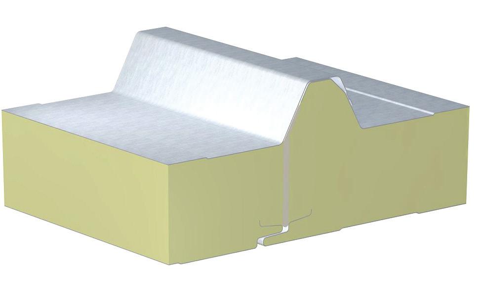 IzoRoof+ Jumta sendvičpanelis 1080 1. Profilējums ar unikālu virsmas dizainu. 2. Liels oderes liekuma rādiuss garantē aizsargpārklājuma izturību. 3.