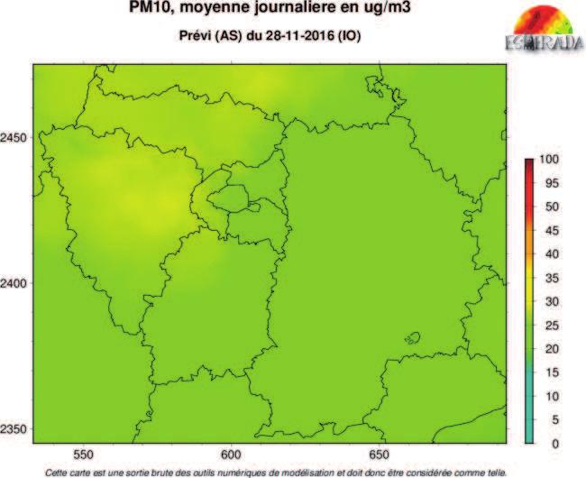Cartographie des teneurs en PM10 sur l