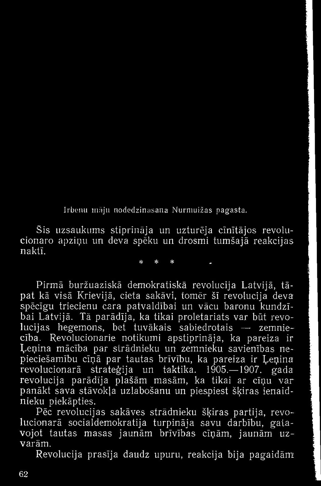 revolucionārā stratēģija un taktika. 1905. 1907.