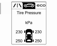 226 Automašīnas kopšana Riepu gaisa spiediena kontroles sistēma Kad automašīnas ātrums pārsniedz noteiktu robežvērtību, riepu gaisa spiediena kontroles sistēma (TPMS) ik pēc minūtes pārbauda gaisa