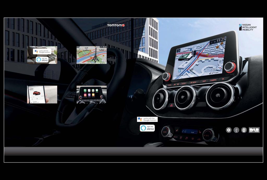 INTELIĢENTI. INTUITĪVI. INFORMĒTI. Atrodoties savā automobilī, pievienojiet savu tālruni, lai sāktu izmantot vēlamās aplikācijas, pateicoties Apple CarPlay un Android Auto!