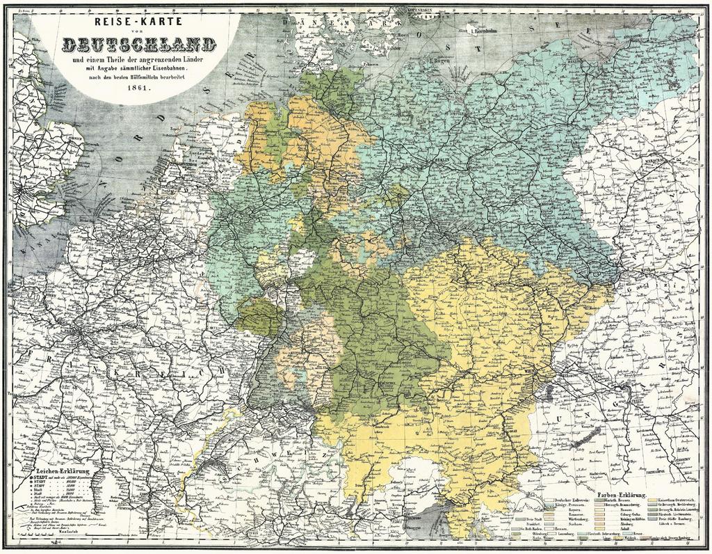 Avots L Vācijas zemju dzelzceļu karte, 1861 Valsts izglītības satura