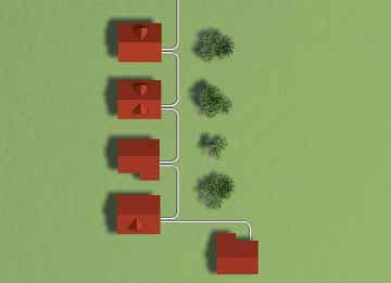 savienojuma cauruļvadus starp divām ēkām. Izšķir trīs iebūves variantus, iespējamas arī kombinētas formas. 4.1.