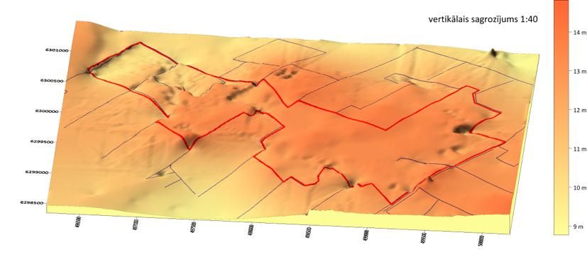 Melnā ezera purvs Dabas lieguma Melnā ezera purvs reljefa virsmas 3D modelis. Attēlā redzami grāvji dabas lieguma teritorijā.