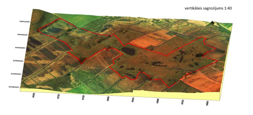 Dabas lieguma Melnā ezera purvs 3D reljefa virsmas modelis un ortofotkarte (ORTOFOTO 3).