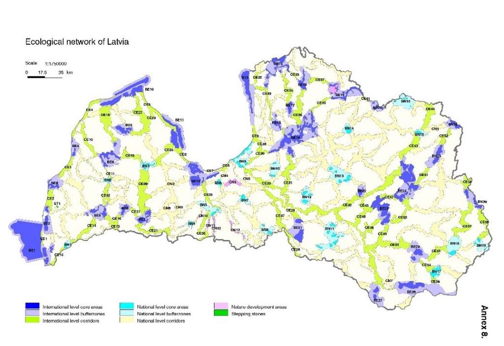 Latvijā izmantotās pieejas ainavu ekoloģiskajā plānošanā (1) Ainavas ekoloģiskais tīkls (1999.-2001. O.