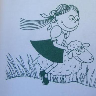 Attēlā redzama meitene, kas sēž uz aitas šādi izpaužas vardarbība pret dzīvniekiem, kas sevi aizsargā mēģinot nomest nost.
