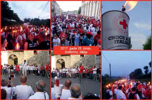 Katru gadu, atceroties Solferīno kauju un Sarkanā Krusta dzimšanu, tūkstošiem brīvprātīgo un darbinieku no daudzām valstīm pulcējas, lai dotos lāpu