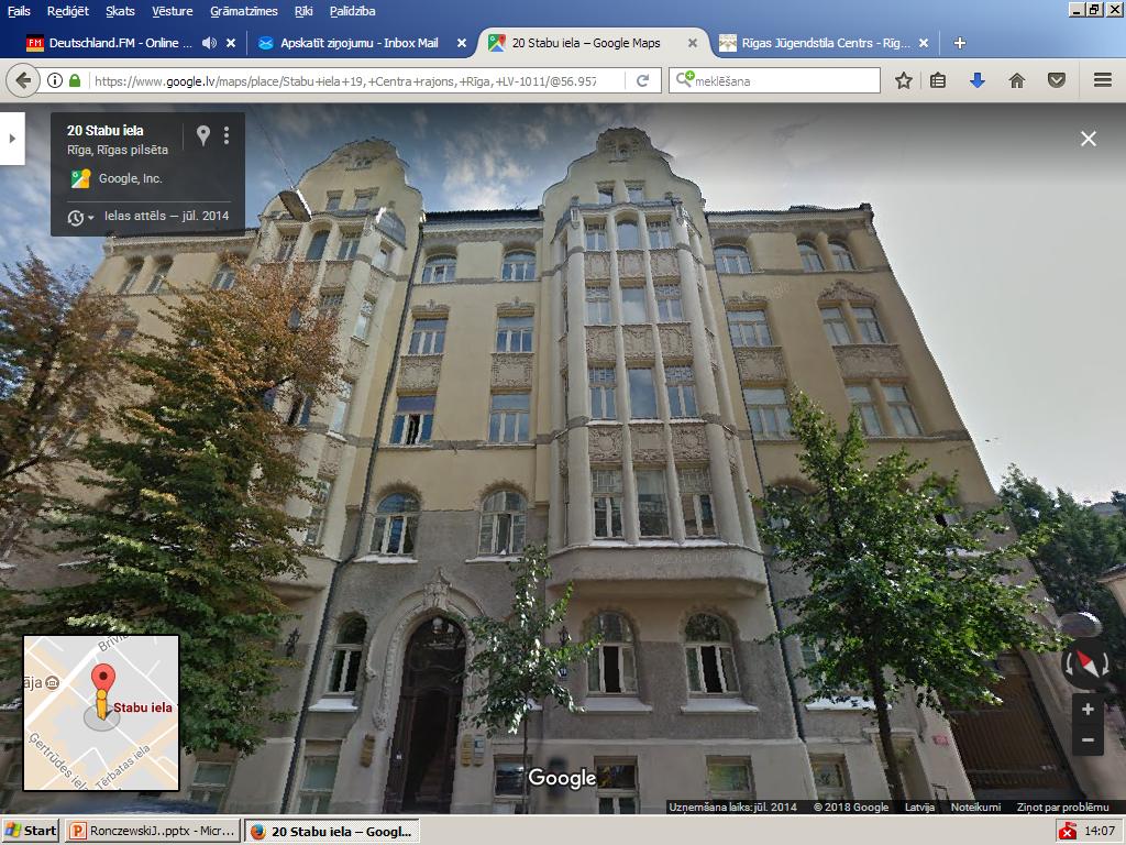 Rīga, Stabu iela 19 dz.24. (1908.g. celtā) Stabu ielas 19 ēkā bija lieli labiekārto dzīvokļi, kādu Rīgas centrā nav nemaz k daudz (pēc oﬁciālās sta