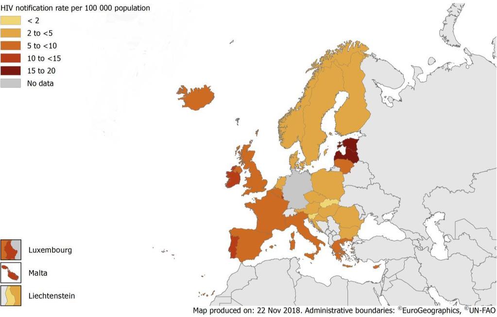 Jaunie HIV infekcijas gadījumi, ES/EEZ Latvija 2013.gads 2.