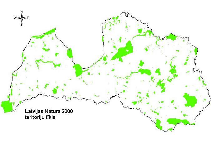 32 8.attēls. Latvijas Natura 2000 teritoriju tīkls.