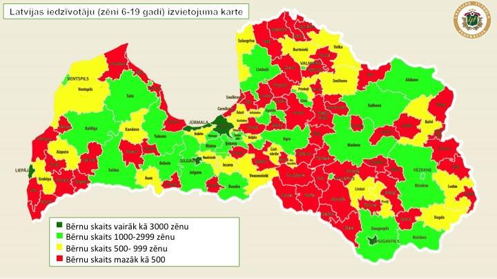 13934 14630 Latvijas iedzīvotāju (zēni 6-19 gadi) izvietojuma karte Salīdzinošā