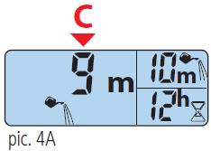 1. Piespiest laistīšanas ilguma uzstādīšanas pogu M atkārtoti tik ilgi, kamēr displeja lauciņā D parādās vajadzīgais laistīšanas ilgums minūtēs. 2.