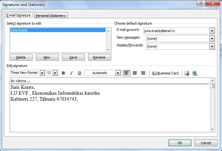 Microsoft Outlook 2010 darba režīmus var ievadīt un mainīt izmantojot komandas: File Options