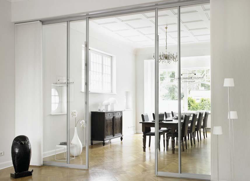 Both sliding doors and hanged/swinged doors can serve as partition doors. Hanged doors are easy to mount and they do not need the lower floor rail.