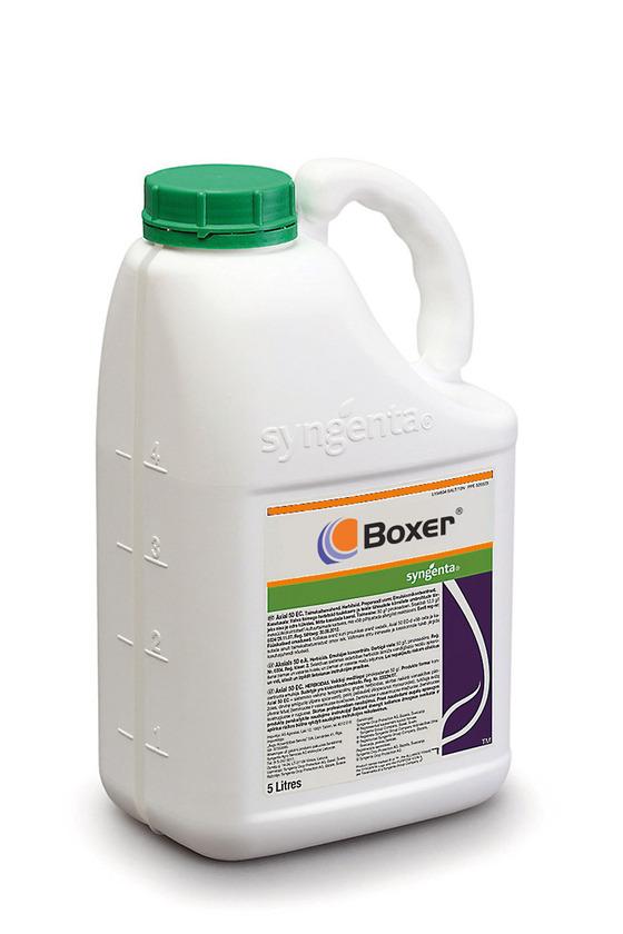 BOXER 800 EC Herbicīds īsmūža viendīgļlapju un divdīgļlapju nezāļu ierobežošanai Iepakojums: 5l prosulfokarbs 800 g/l Deva: 2,0-4,0 l/ha Piemērotie kultūraugi: ziemas kvieši, ziemas mieži, tritikāle,