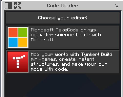 Atvertiet Minecraft: Education Edition un noklikšķiniet uz taustiņu "C", lai atvērtu Code Builder.
