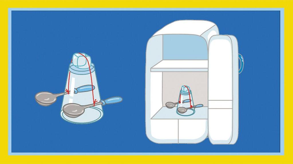 Сквозь лёд Вам понадобятся: кубик льда, тонкая нить, стакан, две ложки. Оба конца нитки привяжите к ложкам. Переверните стакан и в центр положите лёд. Поставьте стакан в холодильник.