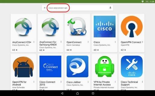 Google Android Instalējiet Cisco AnyyConnect lietotni no