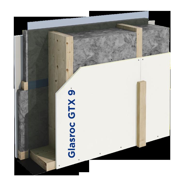 Glasroc GTX izmantošana un īpašības Glasroc GTX risinājums tiek izmantots kā pretvēja barjera ārsienās. To var izmantot gan uz koka, gan metāla karkasa konstrukcijām.