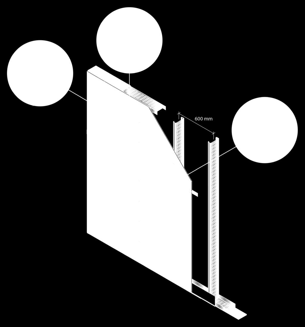 Skrūvju soli nosaka saskaņā ar projektētāja norādījumiem (zīmējumā ir parādīti maksimālie atstatumi). Analogi nosacījumi par skrūvju novietojumu attiecas arī uz piestiprināšanu pie koka konstrukcijām.