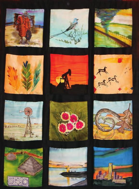Silkers Painters Guild of Oklahoma The Oklahoma chapter worked together to create an Oklahoma themed quilt. Each member painted a square and the group decided which pieces made it into the quilt.