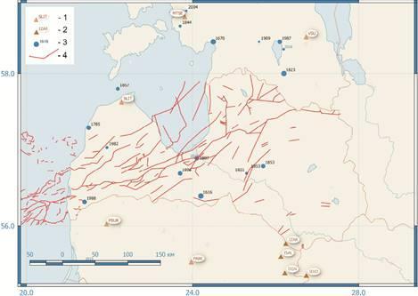 3. attēls Latvijas vispārējās seismiskās rajonēšanas karte (Avots: Pārskats "Latvijas un Baltijas austrumu reģiona seismoloģiskais monitorings par 2018.