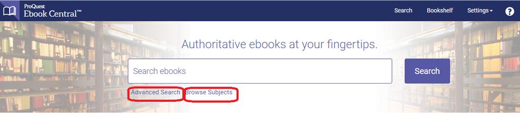 ProQuest Ebook Central Advanced search - Browse subjects - paplašinātā meklēšana iespēja
