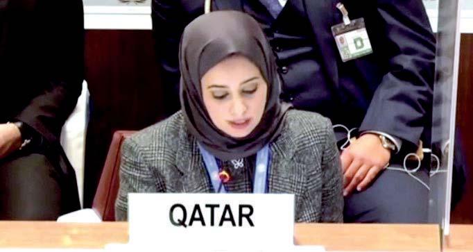 جاء ذلك في بيان دولة قطر الذي ألقته السيدة جوهرة السويدي القاي م بالا عمال بالا نابة بالوفد الداي م لدولة قطر بجنيف امس أمام مجلس حقوق الا نسان في دورته ال 49 خلال النقاش العام حول البيان المحدث