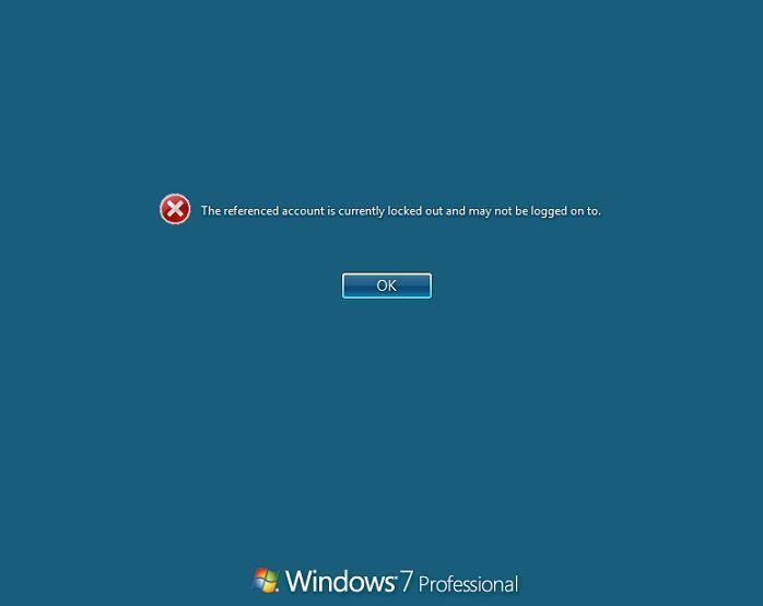 Paziņojums par bloķētu lietotāja kontu Windows