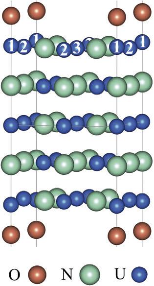 Yu.F. Zhukovskii et al. / Surface Science 603 (2009) 50 53 51 Fig. 1. A model of two-sided periodic adsorption of O atoms (0.25 ML) atop the surface U cations.
