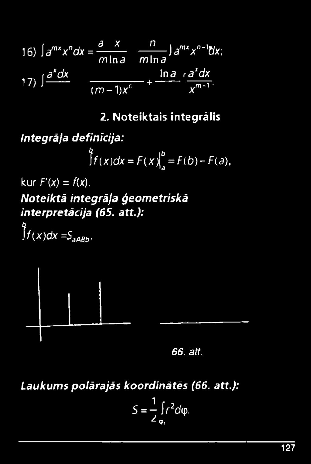 Noteiktais integrālis jv(x)dx = F(X)\ba = F(b)~ F(a), Noteiktā integrāļa