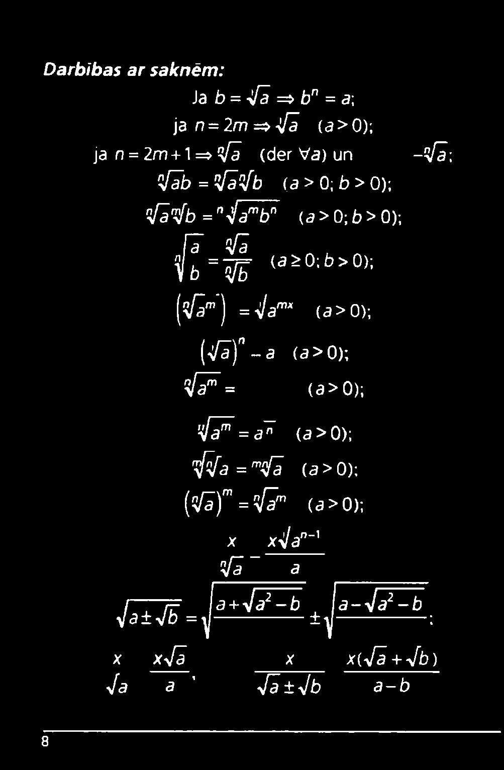 (až0;b>0>; (Vā ") =yjam* (a>0); [yfā)n-a (a>0); ^ = (a> 0 ); / V am = a " (a > 0 ); ^ f a = m^ ā (a >
