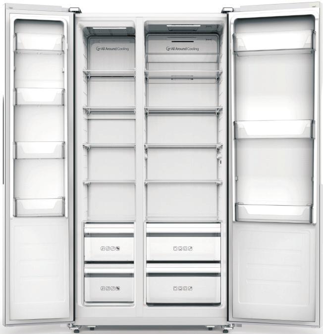 9 Ierīces apraksts Ierīces apskats 1. Ledusskapja zonas LED gaisma 2. Ledusskapja durvju plaukts 3. Ledusskapja durvju blīvējums 4. Gaisa kanāla pārsegs ledusskapī 5. Ledusskapja plaukts 6.