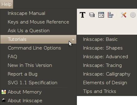 47 versijā pieejami septiņi pamācību dokumenti: Inkscape: Basic apskata Inkscape rīku