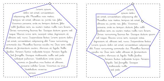 Teksta veidošana Kad teksta rāmis atlasīts, tā izmēru, formu un leņķi var mainīt ar attiecīgo figūras rīku vai ceļu
