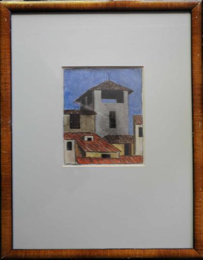 9 Rāmis N. Strunkes gleznai «Dienvidu skats», papīrs/akvarelis, b.g. Gleznas Skaits 1 Datējums Gleznas inv. Nr. RTMM 372947 J.Ak. 1930.